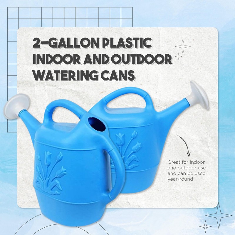 Union 63066 Watering Can with Tulip Design, 2 Gallon, Caribbean