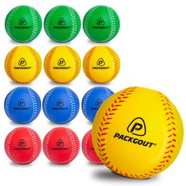 PACKGOUT Soft Baseballs, Foam Baseballs for Kids Teenager Players Training Balls 12Pcs (Red, Blue, Yellow, Green)