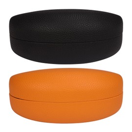 ZKFLLO Sunglasses Case Hard Shell,2 Pack Large Eyeglasses Cases Protective Case For Glasse (black+orange)