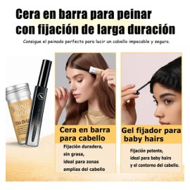 Kit de Estilizado SPRING SUGAR con Cera, Gel Baby Hair y Peines Profesionales para Fijación Fuerte                                                    