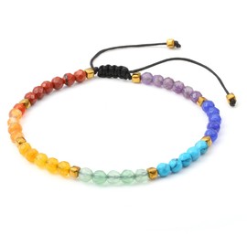 GEHECRST 7 Chakra Bracelet Gemstone Bracelets Women's Pearl Bracelet Lava Stone Bracelet Yoga Bracelet Healing Reiki Energy Therapy Lucky Gemstone for Men and Women, Stone
