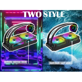 T-240MM Black ARGB Liquid CPU Water Cooling with 240mm ARGB PWM Fan,Temperature Display, Computer Water Cooling