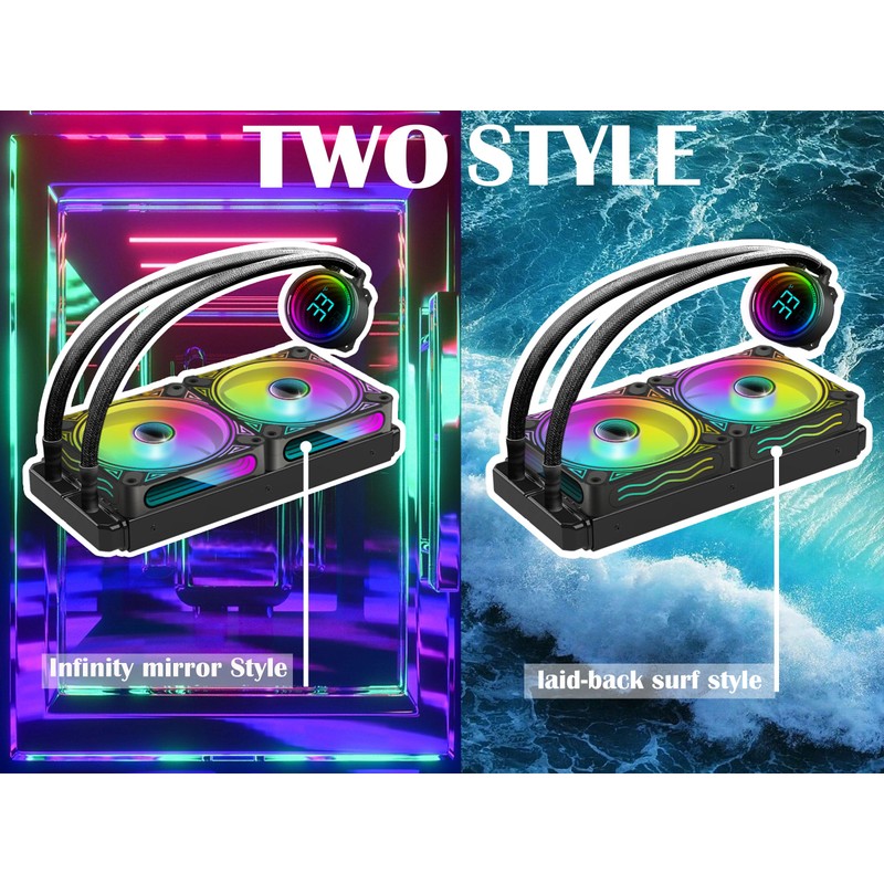 T-240MM Black ARGB Liquid CPU Water Cooling with 240mm ARGB