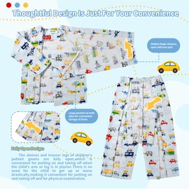 AUSTYLCO Adaptive Clothing for Children Long Sleeve Cotton Tear Away Full Opening Bedridden Patient Clothing Suitable for Bedridden and Mobility-impaired for Kids