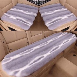 5 Seat Fluffy Faux Rabbit Fur Car Seat Cover for Fuzzy Soft Auto Universal Car Seat Plush Vehicle Seat Protector Pad with Non-Slip Backing, Car Accessories Home and Office Chair
