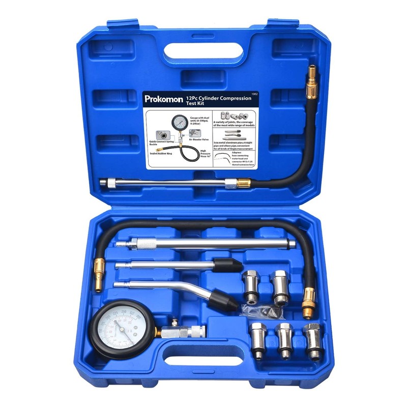 Prokomon Petrol Gasoline Engine Compression Tester Kit; 300 Psi Engine