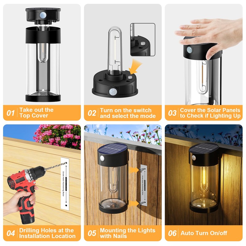 btfarm Solar Wall Lights Outdoor, Motion Sensor Outdoor Lights Waterproof,