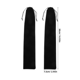Cabilock 2Pcs Black Hand Fan Storage Pouch, Lightweight Drawstring Bag for Folding Fan Protection, Compact Travel Organizer, Soft Lint Material, 14.96 X 2.95 Inch