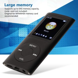 64GB Portable MP3 Player for Students and Kids - 1.8 Inch LCD Screen, Lossless Sound Music, Multifunctional (Black)