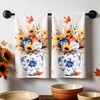 Toallas de cocina para otoño, florero floral, girasol, calabaza