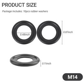 YYTQP 10PCS Oil Drain Plug Gasket, M14 Rubber Car Sealing Gasket Replace OEM#F5TZ-6734-BA, Engine Oil Pan Crush Washers Compatible with Ford Lincoln Mercury (M14)