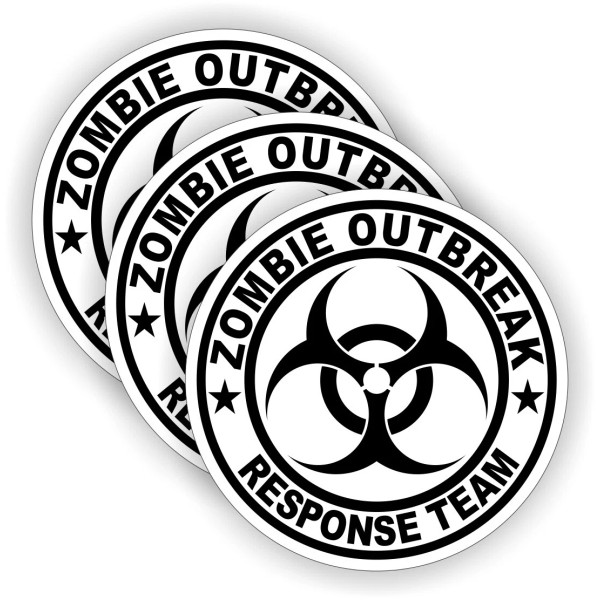 Unbranded/Generic 3pcs Zombie Outbreak Response Team Hard Hat Stickers Helmet