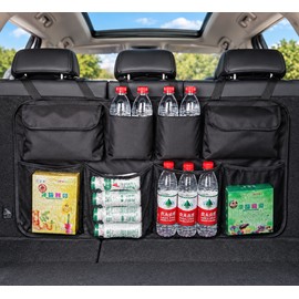 Car Trunk Organizer Adjustable Backseat Storage Bag Net High Capacity Multi-use Oxford Automobile Seat Back Organizers Universal