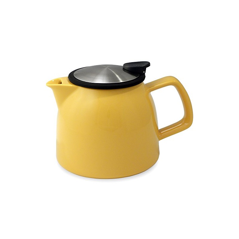 FORLIFE Bell Ceramic Teapot with Basket Infuser, 26-Ounce/770ml, Mandarin