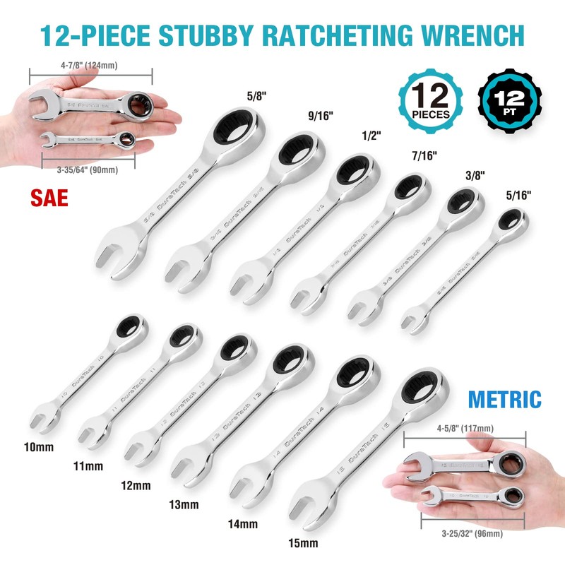 DURATECH 32-Piece Ratcheting Combination Wrench Set, 20 PCS Combo Wrench