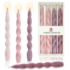 Romantic Pink Twisted Taper Candles 10 inch Long Candles 4 PCS Smokeless Spiral Candle Handmade Colored Taper Candles for Decor Wedding Festival Holiday Home Restaurant Wedding Party Candlesticks