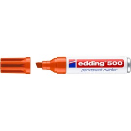 edding edding 500 Permanentmarker - orange - 1 Stift - Keil-Spitze 2-7 mm - wasserfest, schnell-trocknend - wischfest - für Karton, Kunststoff, Holz, Metall, Glas
