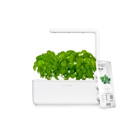 Click & Grow Indoor Herb Garden Kit with Grow Light | Smart Garden for Home Kitchen Windowsill | Easier Than Hydroponics Growing System | Vegetable Gardening Starter (3 Basil Pods Included), White
