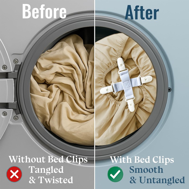 Bed Sheet Detangler 2 Pack–Reduces Laundry Tangling, Twisting & Knotting