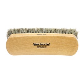 8 Inches Professional Shoe Polish Brush. 100% Horsehair Brush. Horse Hair Shoe Shine Brush. (Light Bristles)