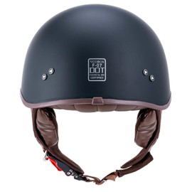 VCOROS Half Helmet Motorcycle DOT Approved Open Face Helmet F07 with Sun Visor and Quick Release Buckle for Adults Men and Women (Matte Black,M)