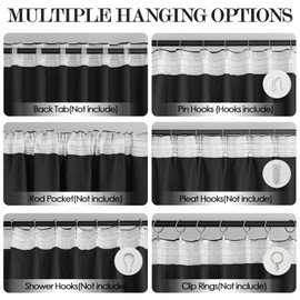 ABBRIGE Extra Tall Curtains, for Ceiling Track or Rod with Hooks Adaptable to Various Hanging Methods, 84 90 96 108 120 132 144 156 168 192 204 216 228 240 Inch Long and 52 100 180 Inch Wide, 1 Panel