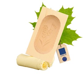 HOFMEISTER® Butter Mould for 125 g Butter, 14 cm, Gentian, Handmade in Germany, Butter Mould for Decorating, Square Camber Shape, Butter Model Made of Native Maple Wood