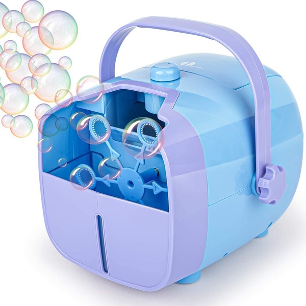 1byone Automatic Bubble Blower Machine for Kids, 2000 Bubbles per Minute, Portable for Outdoor/Indoor Use, Operated by Plug in or Battery