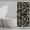 Black Floral Mid Century Shower Curtain, 36x72 Inch Waterproof Polyester