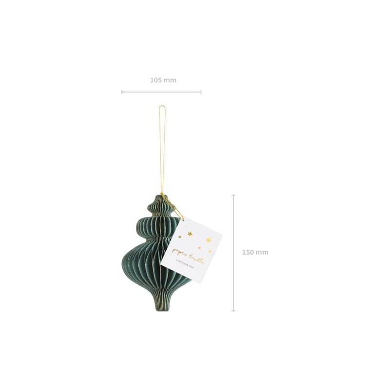 Paper Honeycomb Ornament, Bottle Green, 10 x 15 cm