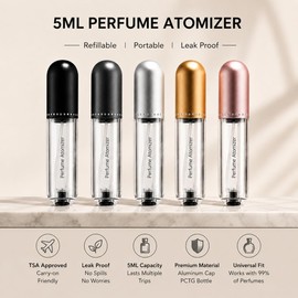 DIOHIO Perfume Atomizer Bottles,Leak-Proof Perfume Atomizer Bottles 3 Pack (5ml) - Refillable, Bottom Filling, TSA Approved Portable Travel Spray (Black-Gray-Silver)