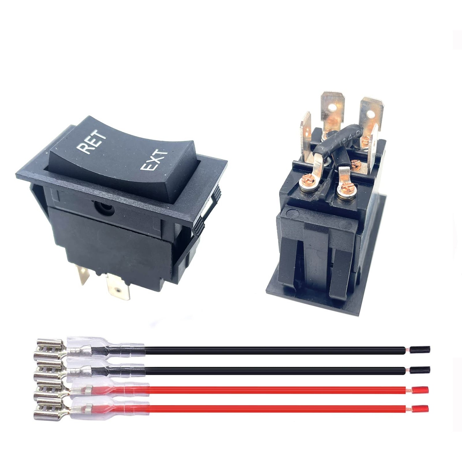 2 Packs Jack Momentary Rocker Switch, DC 12V 20A 4pin Reverse Polarity ...