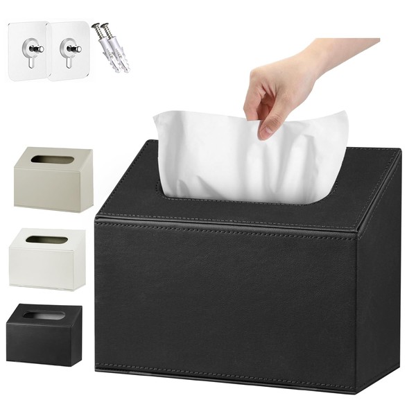 Hand Towels Box Cover,PU Leather Wall-Mounted Tissue Box Cover Holder