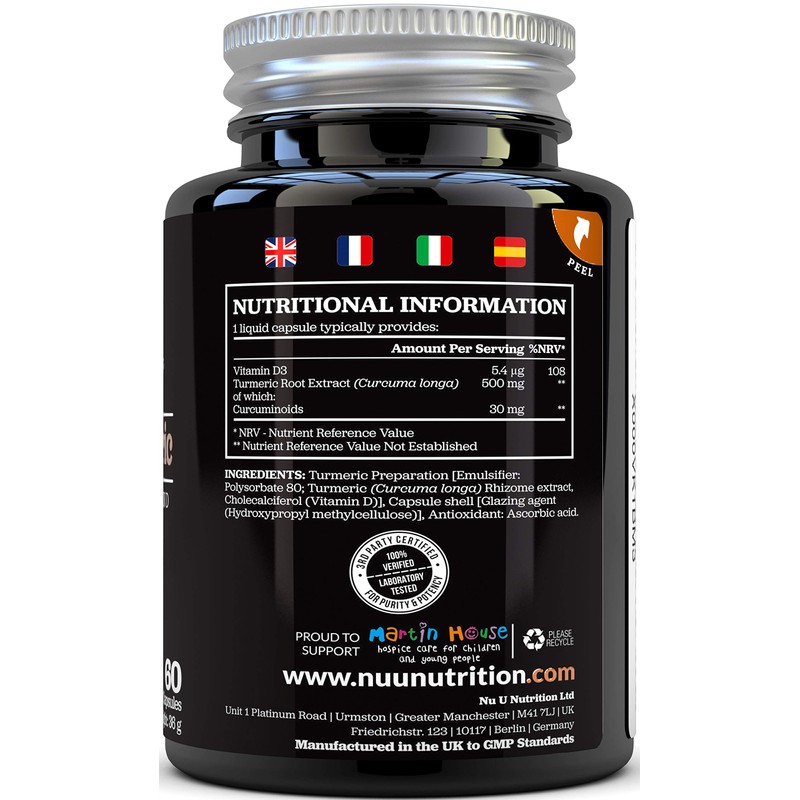 Turmeric Curcumin Capsules (Liquid) with Vitamin D | 185 More