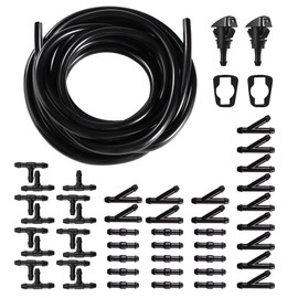 HUAZIZ 5M Windscreen Washer Hose, Wiper Hose Repair Kit, Automotive Hose, Insulation Hose, Universal Windscreen Washer System with 47 Pieces Hose Connector (Black)