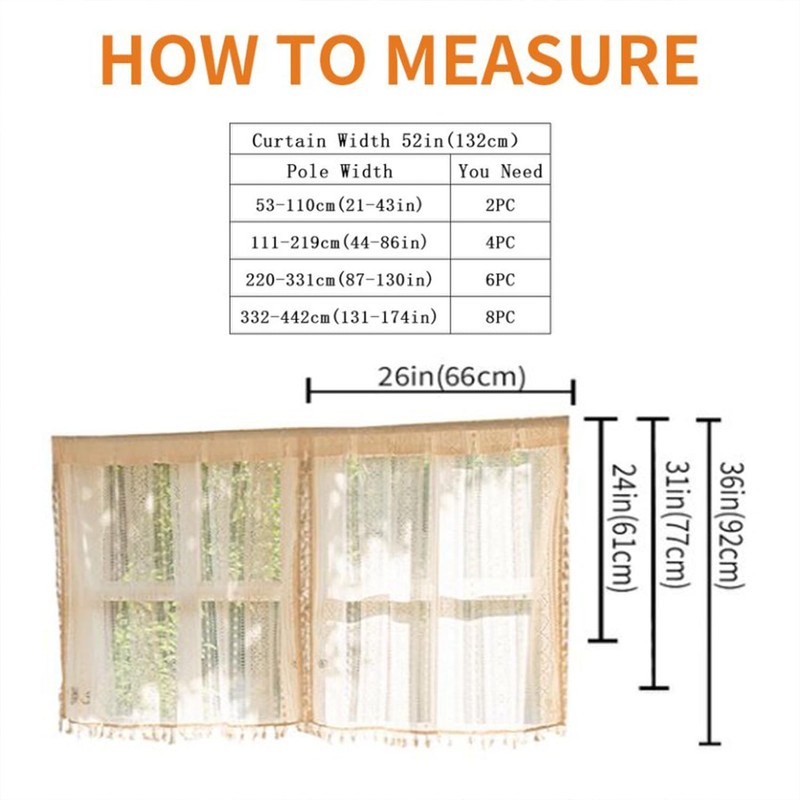 Crochet Macrame Boho Kithen Curtains Sets for Windows Over Sink