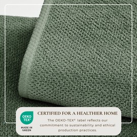 Green Washcloth- 100% Cotton 12-Pack 13x13 Wash Cloth - Absorbent, Quick-Drying, Durable Face Towels for Bathroom Decor - Low-Twist, Two-Ply Fibers (Forest Green)