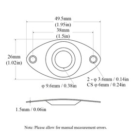 Guitar Jack Plate Output Jack Plate Curved Oval Jack Plate Guitar Accessories Electric Guitar Bass Jack Socket for Electric Guitar Replacement Gold A