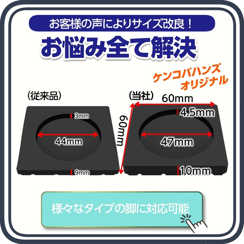 Kenkobahhands Anti-Vibration Rubber Soundproofing Mat Earthquakeproof Mat Washing Machine Raised
