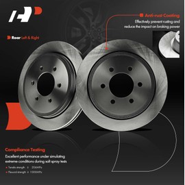 A-Premium 13.46 inch (342mm) Rear Vented Disc Brake Rotors Compatible with Select Ford and Lincoln Models - Expedition 2002-2006 (From 3/19/02), Navigator 2002-2006 (From 3/18/02), 2-PC Set