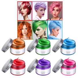 Cera Temporal para El Cabello, Tinte para El Cabello para Niñas Niños Edad 4 5 6 7 8 9 10+, 6 Color Hombres/Mujeres Lavables Pomadas para El Cabello Peinado Arcillas Cumpleaños Navidad Cospl
