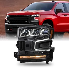 AKKON - Fit 2019 2020 2021 Chevy Silverado 1500 LED DRL w/Halogen Signal Headlight Replacement OE Style Driver Side