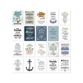 TypeStoff PK-01525 Postcard Saver Set - Friends for Life - DIN A6, 20 Different Designs with Sayings, Quotes and Aphorisms