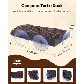 Pawfly Turtle Basking Platform — Resin Dock with 3 Suction Cups for Aquatic Turtles, Frogs, Turtle Tank Accessory