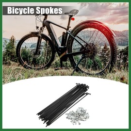 Motoforti 40 Pcs 14G J Bend 136mm Bike Bicycle Spokes with Nipples Black Long-lasting
