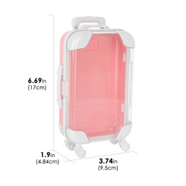 Biiange Mini Suitcase Favor Boxes, Plastic Candy & Jewelry Storage Box, Small Travel-Style Gift Boxes for Wedding Party Decorations (4Pack Pink)