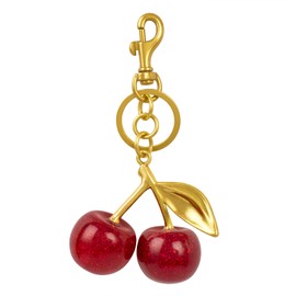 SANMENMO Cherry Bag Charms-Cute Purse Keychain for Handbags,Trendy Gold Cherry Keychain for Purse Accessories,Mini Bag Charm for Tote Handbag Satchel Should Bags Cross Body Clutch Bag Decor