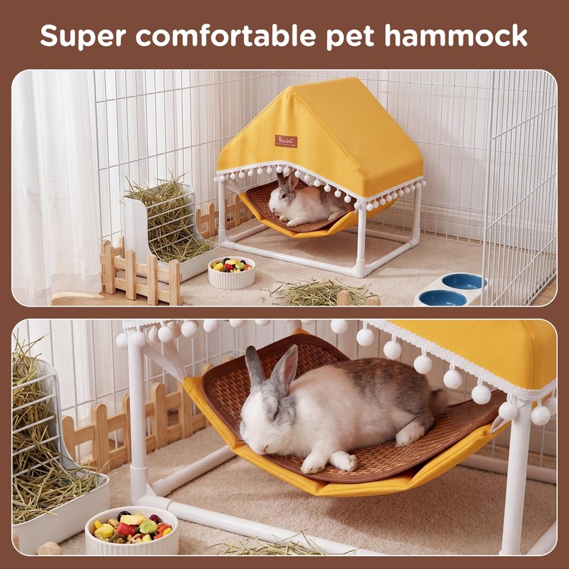 HOSUKKO Guinea Pig Hammock with Stand,Rabbit Bed with Removable Cushion,Hamster