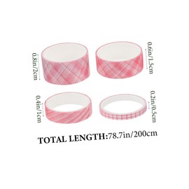 DOITOOL 3Sets DIY Washi Tape Decorative Masking Tapes for Scrapbooking Journaling and Craft Projects Versatile and Functional Pink Checkered