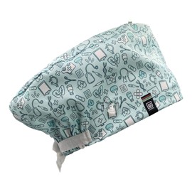 Printed Working Surgical Hat/Cap Doctor Hospital Medical Nurse Dental Scrub Bouffant Turban Cap Adjustable Tie Back Hats for Women/Men - Sanitary